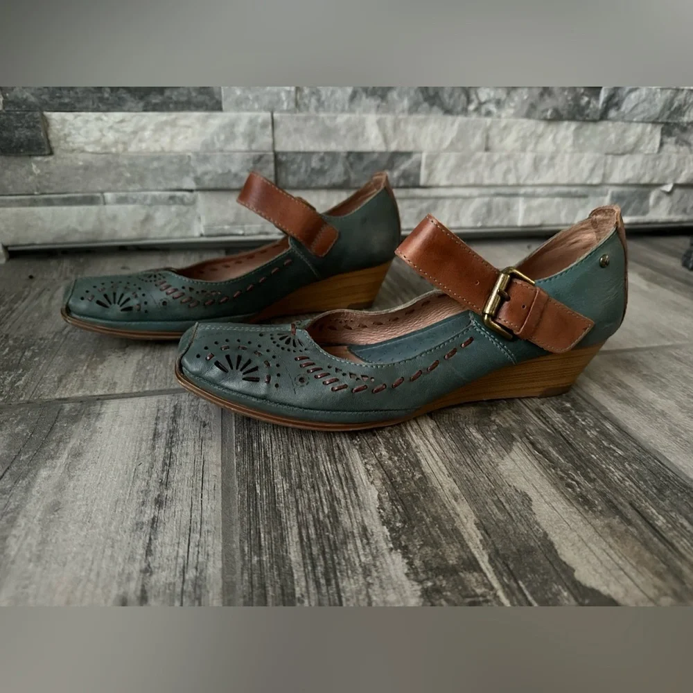 Picolinos Women's Leather Mary Jane  Leather Casual Shoes Blue and Brown Size 40 - Picture 6 of 12